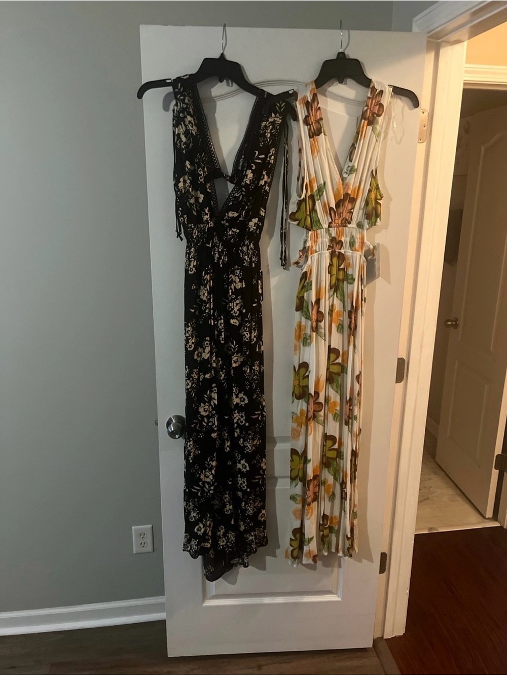 J for Justify Black Floral Maxi Dress with Cream Accents